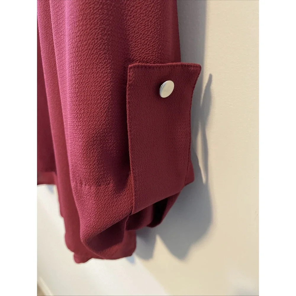 Maggie Sweet XL Rust Red Blouse Button Shoulder Long Sleeve Tunic Top